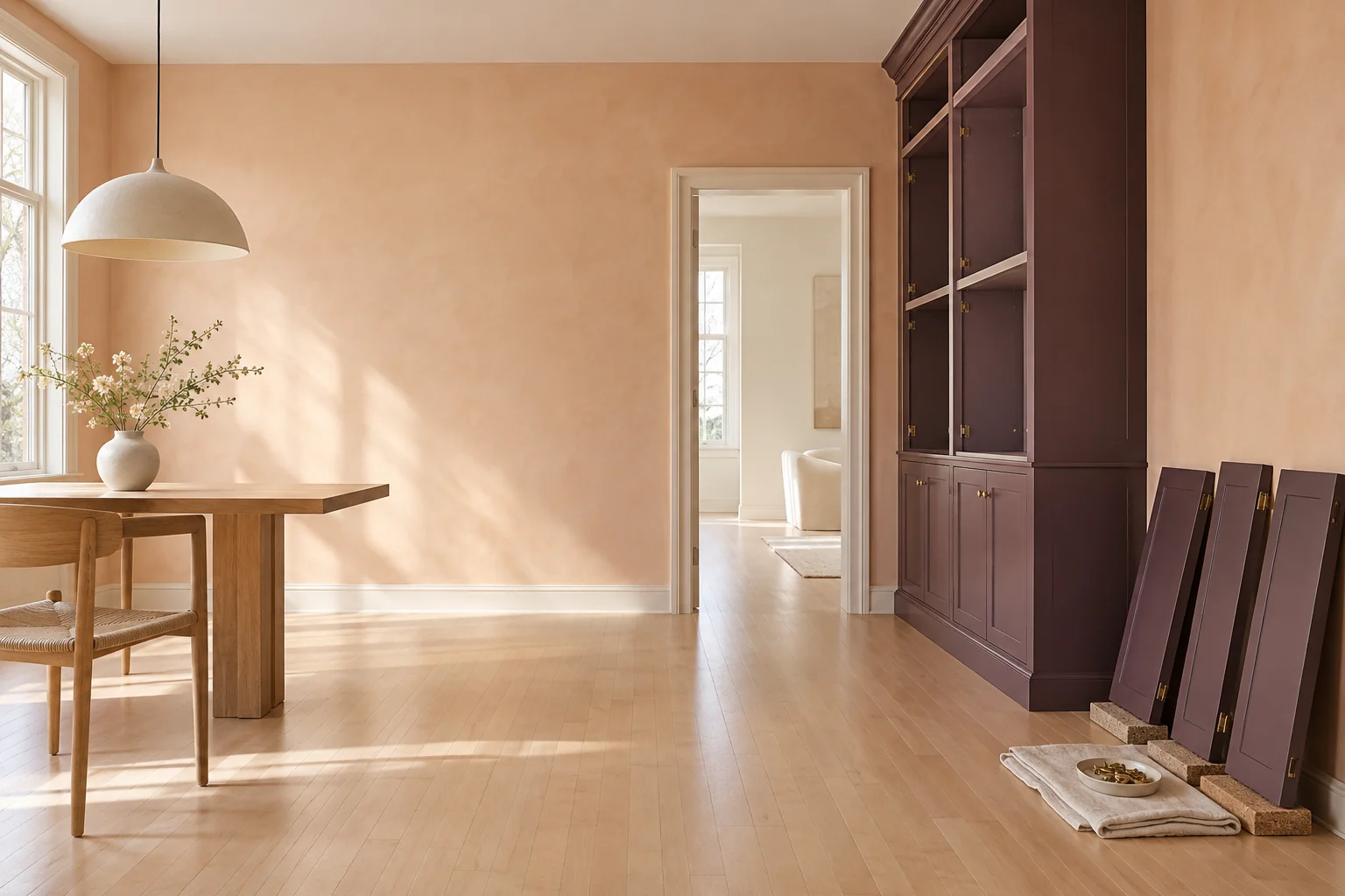 Architectural concept of a clear interior and carefully separated materials
